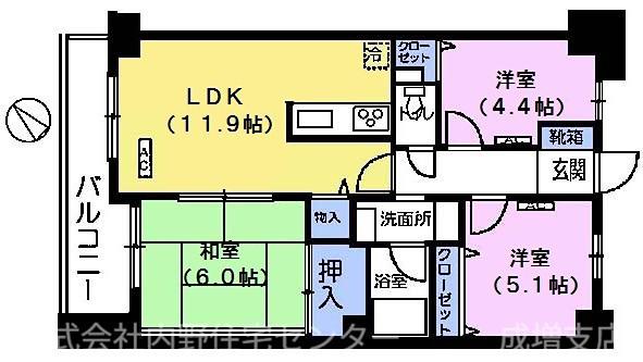 メルベーユ丸山台(3LDK/5階)の間取り写真