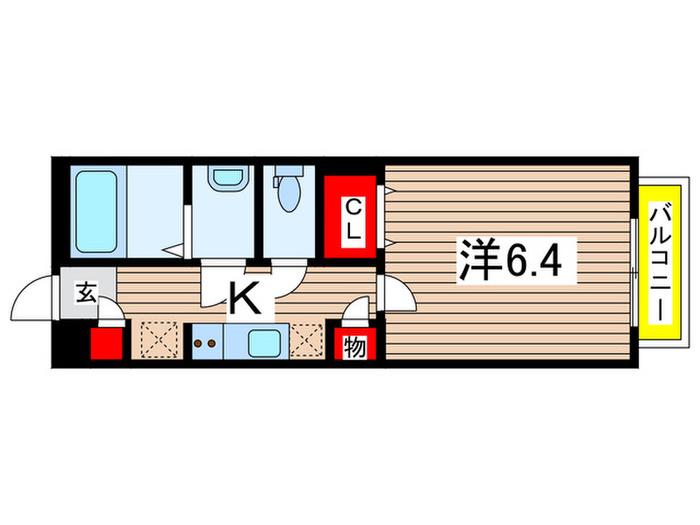 ソレイユの丘(1K/2階)の間取り写真