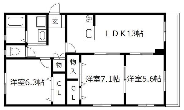 第2進藤コーポ(3LDK/3階)の間取り写真