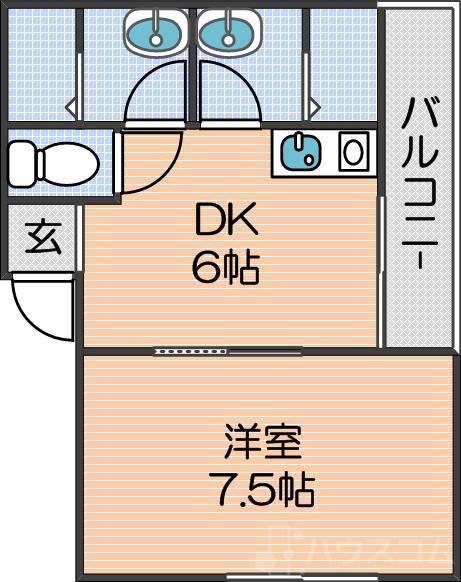 玉出東ハイツ(1DK/3階)の間取り写真