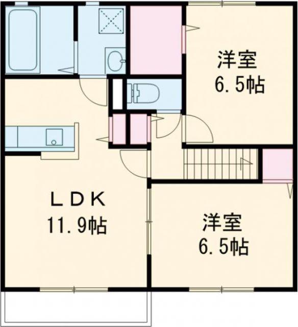 カーサ フィオーレ A棟(2LDK/2階)の間取り写真