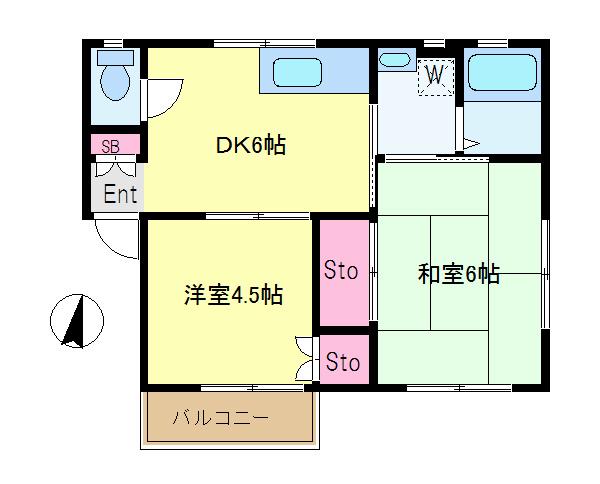 レジデンスライトピア(2DK/2階)の間取り写真