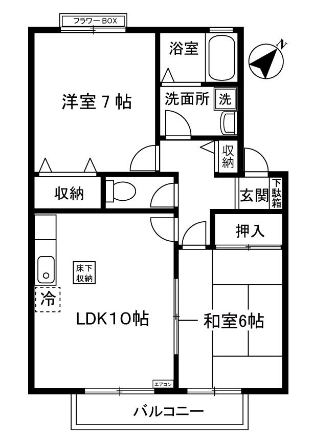 ルミエール /細山3丁目(2LDK/1階)の間取り写真