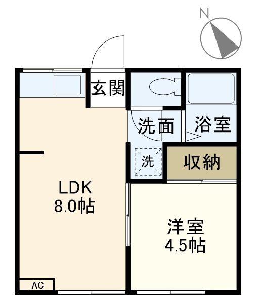 弥生コーポ(1LDK/2階)の間取り写真