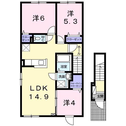 クルン3(3LDK/2階)の間取り写真