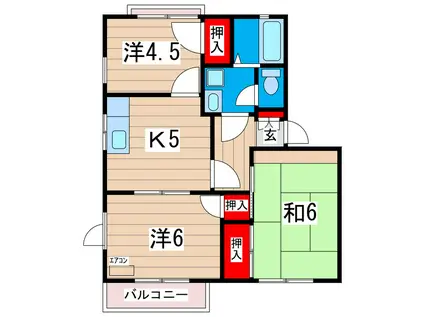 タジリ シーサイドヴィラB(3K/2階)の間取り写真