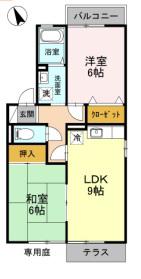 ボンジュール岡山手2番館(2LDK/1階)の間取り写真