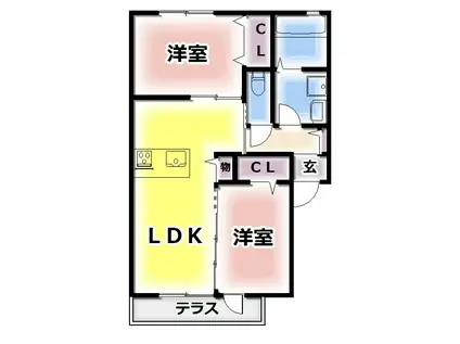 レフィナード(2LDK/1階)の間取り写真