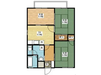 グリーンハイツ里(3DK/1階)の間取り写真