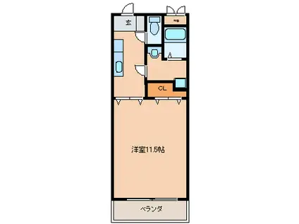 ピースフルV-I(1K/2階)の間取り写真