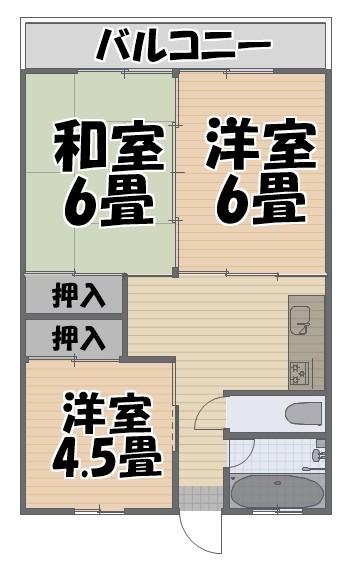 サンコーポ谷山(3DK/3階)の間取り写真