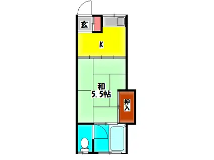 月出ハイツ(1K/2階)の間取り写真