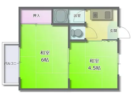 久宝寺コーポラスB棟(2K/4階)の間取り写真