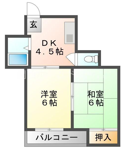 秀和第2ハイツ(2DK/4階)の間取り写真