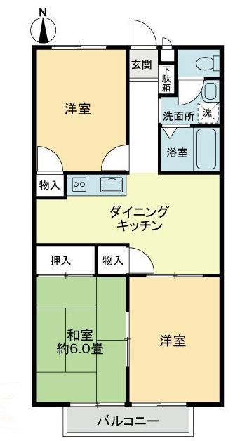 フォブール大井A(3DK/1階)の間取り写真