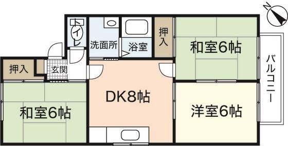 ニューセジュール(3DK/1階)の間取り写真