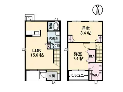 デュナミス大島(2LDK/1階)の間取り写真