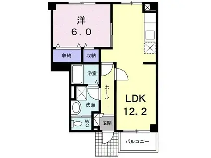 セトル上小泉(1LDK/1階)の間取り写真