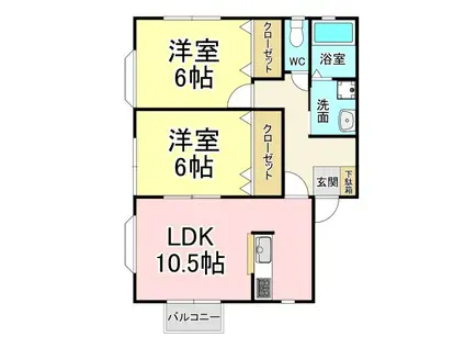 レジデンスカームII(2LDK/1階)の間取り写真