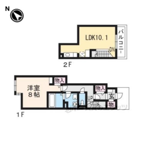 ウエストビレッジ Ⅱ(1LDK/2階)の間取り写真