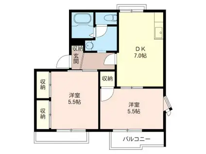 シンフォニー(2DK/2階)の間取り写真