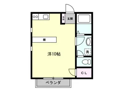 ビューハイツオオトモ(ワンルーム/2階)の間取り写真