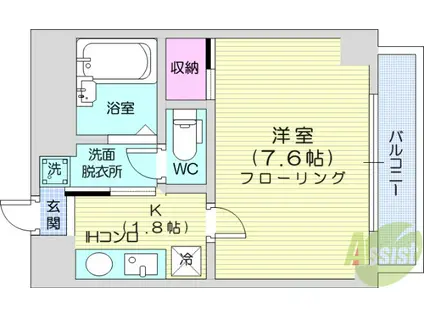 多賀城ロジュマンG棟(1K/5階)の間取り写真