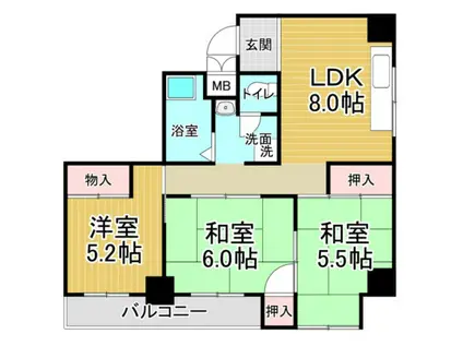 第2吉岡ビル(3LDK/5階)の間取り写真