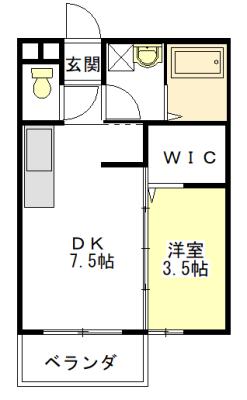 エスプワール城之内(1DK/1階)の間取り写真
