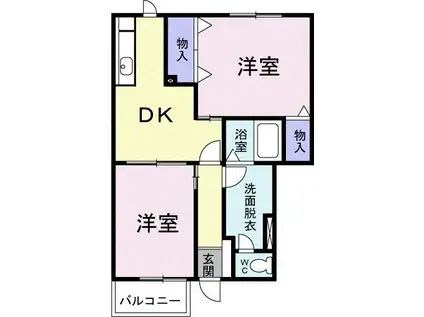 コンフォート華(2DK/1階)の間取り写真