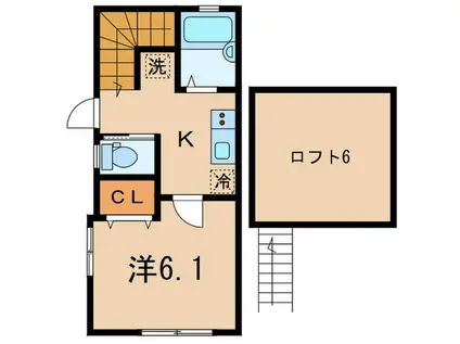 I-AREA太子堂(1K/2階)の間取り写真