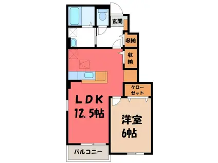 プリムローズI(1LDK/1階)の間取り写真