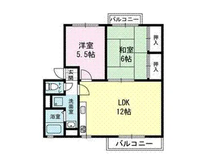 サンハイム米田III(2LDK/2階)の間取り写真