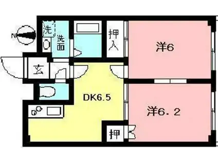 コーポタナカA棟(2DK/1階)の間取り写真
