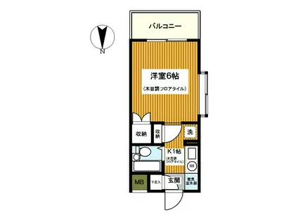 LIZ三ッ沢(1K/2階)の間取り写真