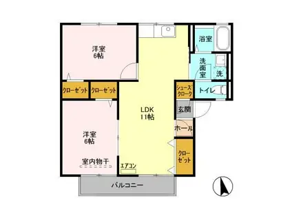 サンセールハイツA(2LDK/1階)の間取り写真