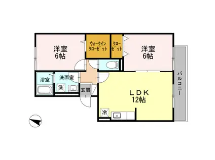 ラ・エスタシオンII・III II(2LDK/2階)の間取り写真