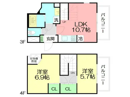 GRANDREVE代官町(2LDK/3階)の間取り写真