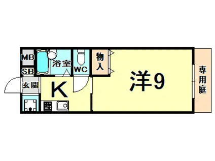 アニエス夙川(1K/1階)の間取り写真