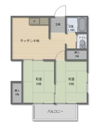 日吉ハイツ(2DK/2階)の間取り写真