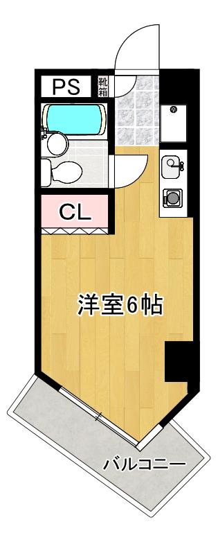 ルシール3(ワンルーム/4階)の間取り写真