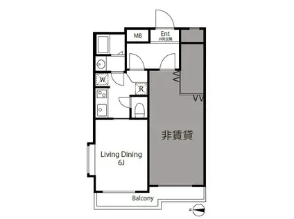 シャトレ広尾(1K/1階)の間取り写真