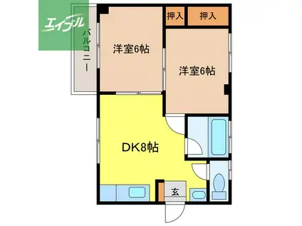 LIGHT BLUE(2DK/1階)の間取り写真