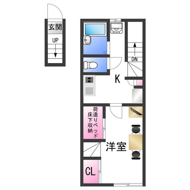 レオパレス仲(1K/2階)の間取り写真