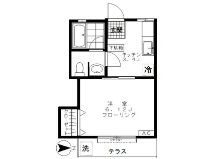 ハイツ柊(1K/1階)の間取り写真