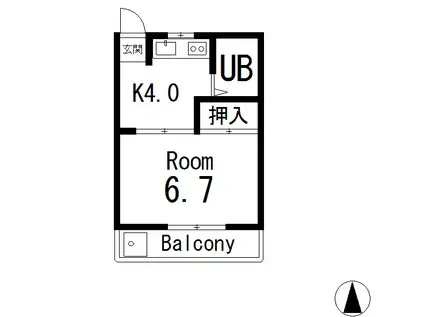 高野ハイツ(1K/3階)の間取り写真
