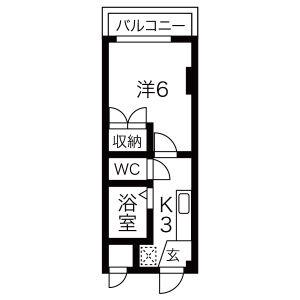 丸岩ビル(1K/3階)の間取り写真