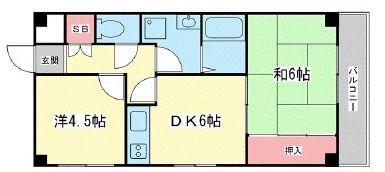 クリスタル西庄(2DK/2階)の間取り写真