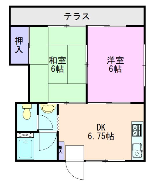 第二本橋コーポ(2DK/1階)の間取り写真