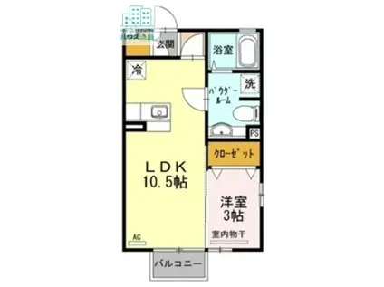 セジュールYAMAZAKI B(1LDK/2階)の間取り写真